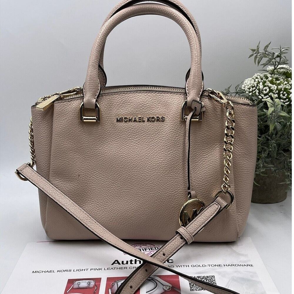 Michael Kors authenticated Edith Small Saffiano Leather Satchel Blush 30S2G7ESIL